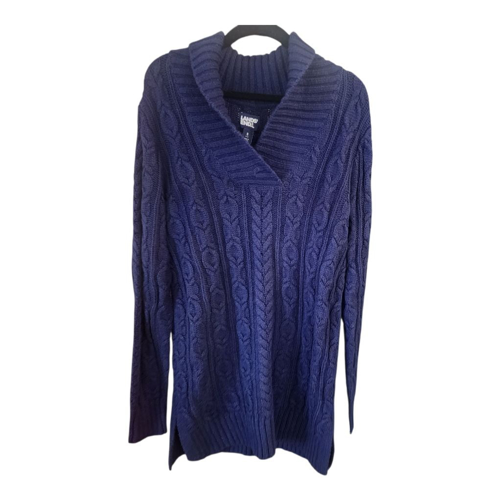 Lands' End Navy Sweater, Chunky Cable Knit, Small, New